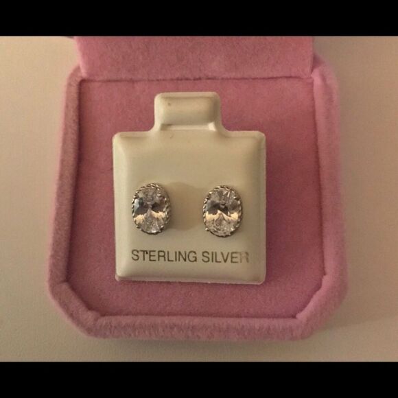 2.65 Ct. Oval Cut Rope Texture Frame Sim Diamond Stud Earrings~.925 Sterling - Picture 1 of 3